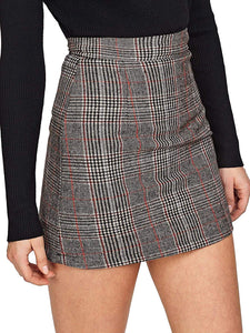 Floerns Mini Falda a Cuadros con Cintura Alta para Mujer, Gris-1, M